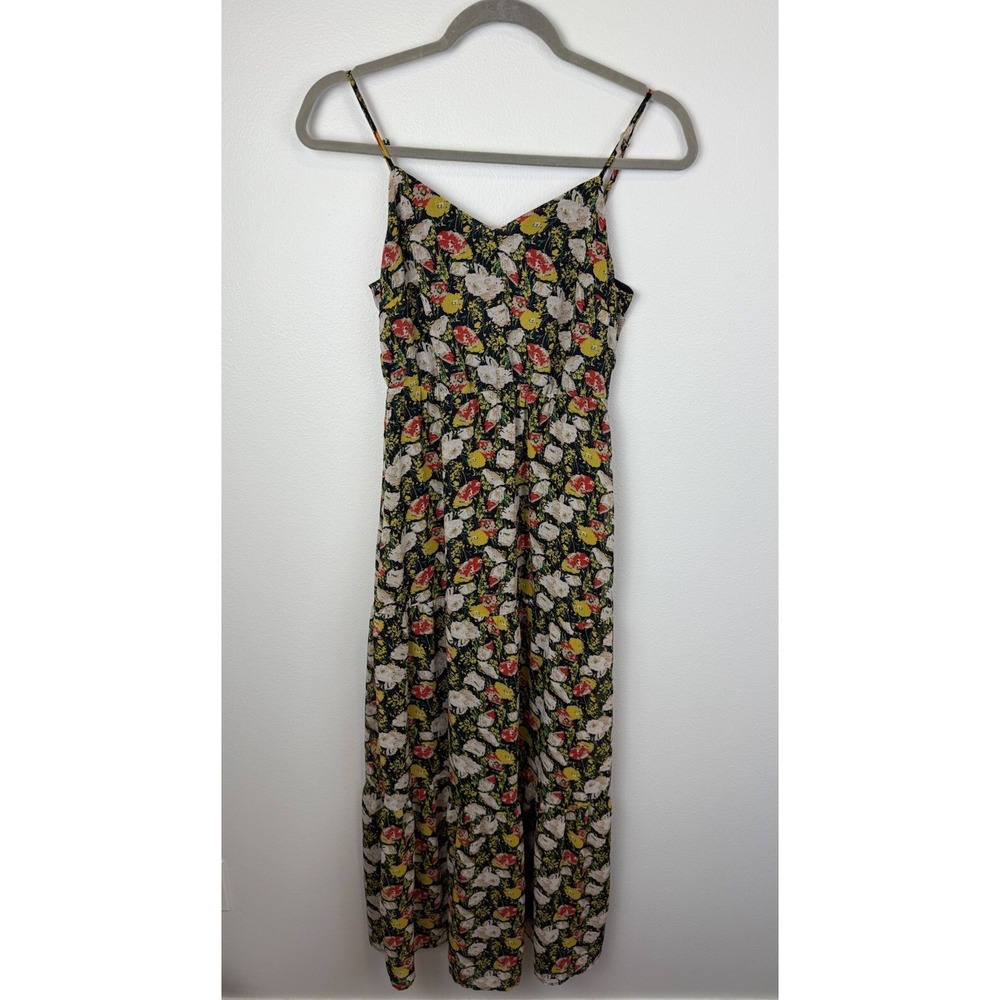 J.Crew Mercantile Tiered Multicolor Floral Maxi Dress Spaghetti Strap Size 00